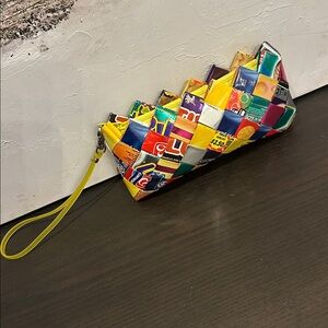 Y2K Ecoist Woven Candy Wrapper Clutch / Wristlet Colorful & Fun Bag Like New